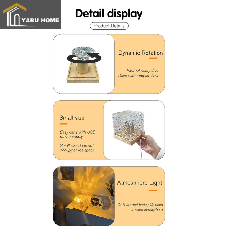 RGB Crystal Ripple Lamp – 16 Colors Ambient Light