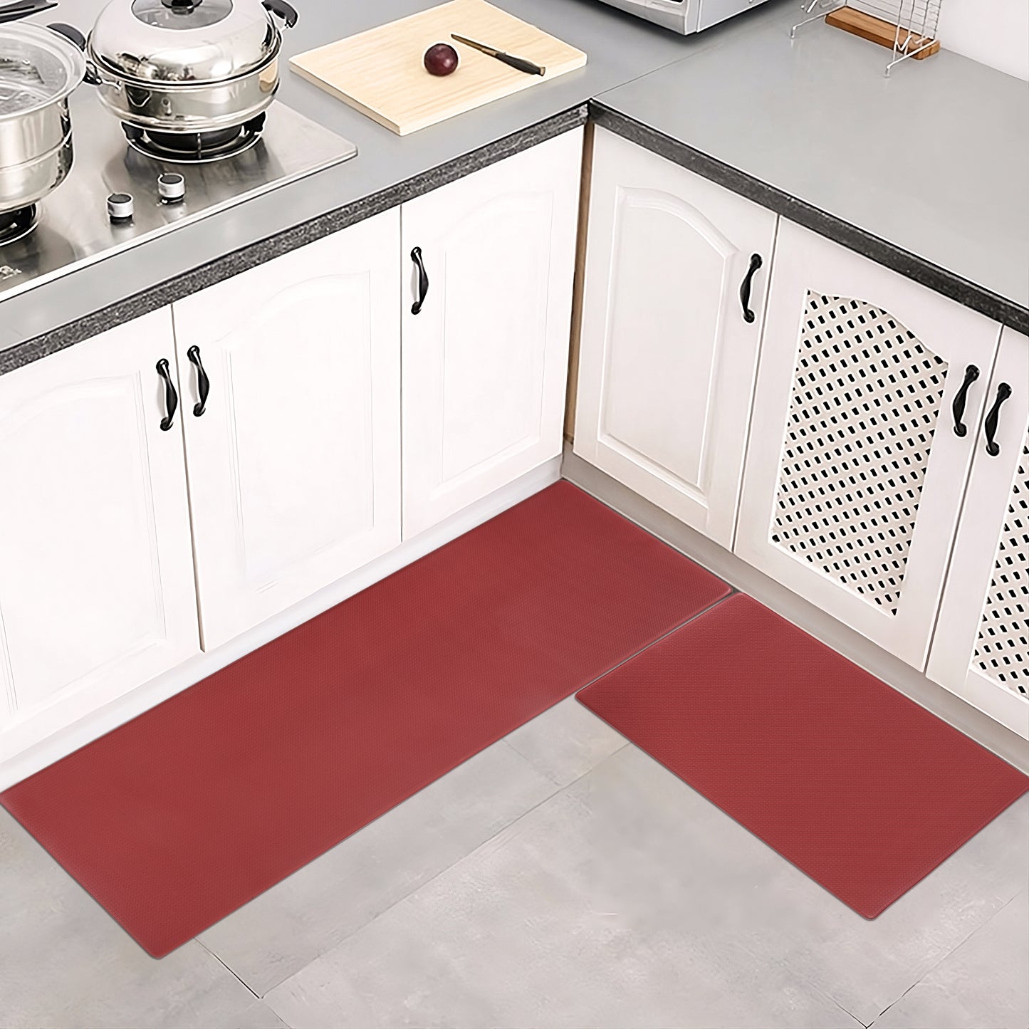 Kitchen Floor Mat Two-piece Set Of Non-slip, Waterproof And Easy to Scrub For Home, Kitchen