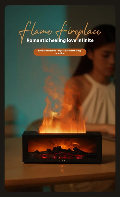 New Flame Aromatherapy Machine Colorful Essential Oil Diffuser Home Large Fog Volume Flame Humidifier 3D Flame Fireplace Machine