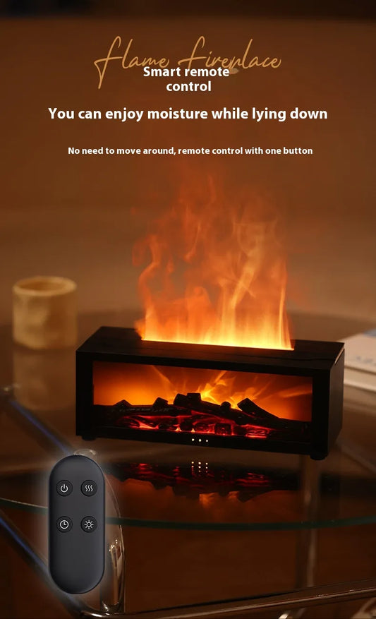 New Flame Aromatherapy Machine Colorful Essential Oil Diffuser Home Large Fog Volume Flame Humidifier 3D Flame Fireplace Machine