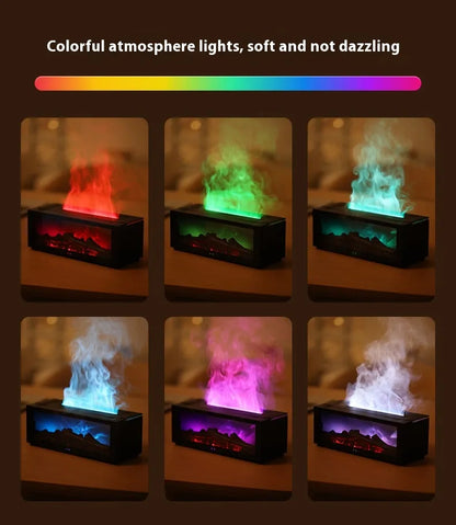 New Flame Aromatherapy Machine Colorful Essential Oil Diffuser Home Large Fog Volume Flame Humidifier 3D Flame Fireplace Machine