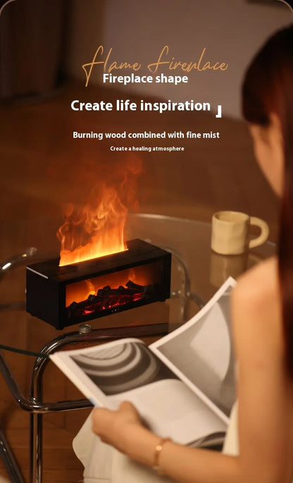 New Flame Aromatherapy Machine Colorful Essential Oil Diffuser Home Large Fog Volume Flame Humidifier 3D Flame Fireplace Machine
