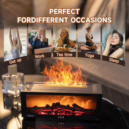 Fireplace Flame Air Diffuser Humidifier,7 Colors Aromatherapy Essential Oil Diffuser,Ultrasonic Aroma Humidifier with Timer for Home,Bedroom,Office,Yoga
