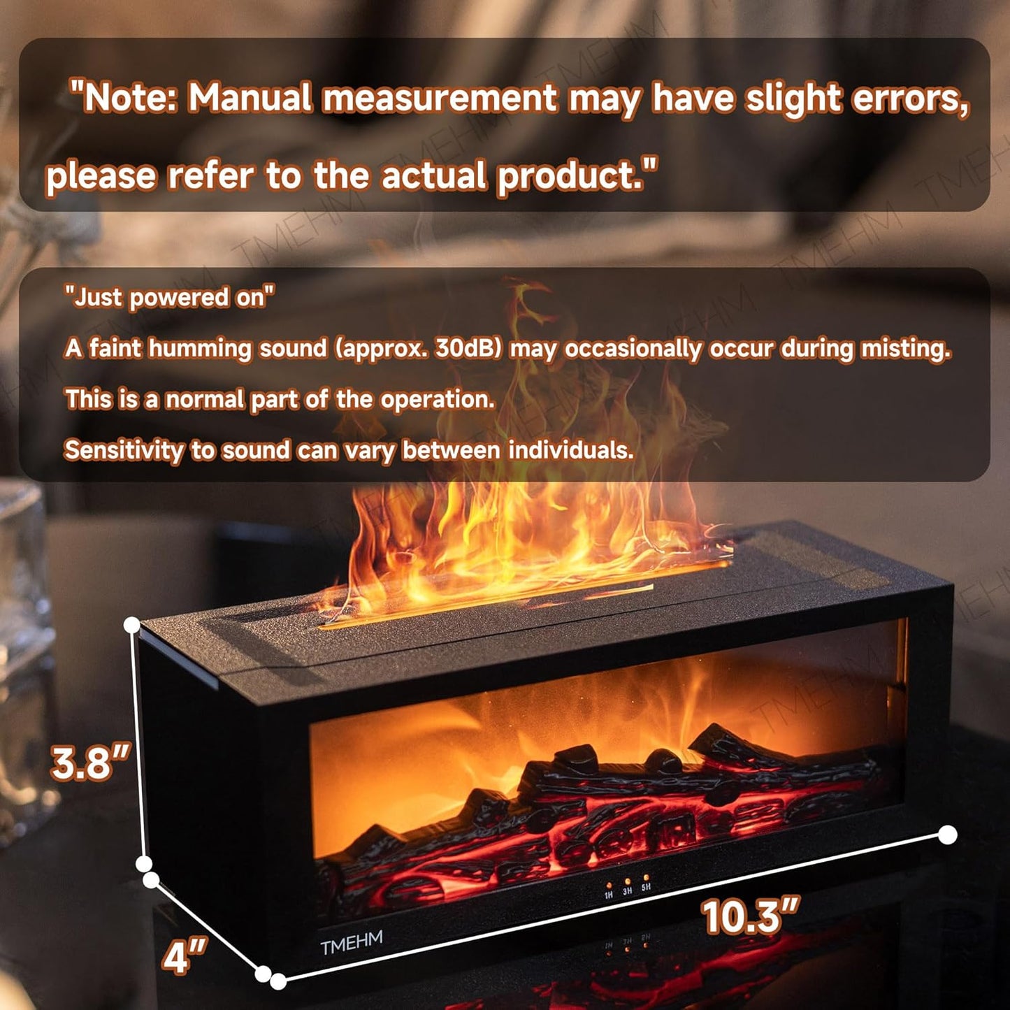 Fireplace Flame Air Diffuser Humidifier,7 Colors Aromatherapy Essential Oil Diffuser,Ultrasonic Aroma Humidifier with Timer for Home,Bedroom,Office,Yoga