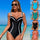 Swimsuit Women's One-piece Black And White Stripe High Waist